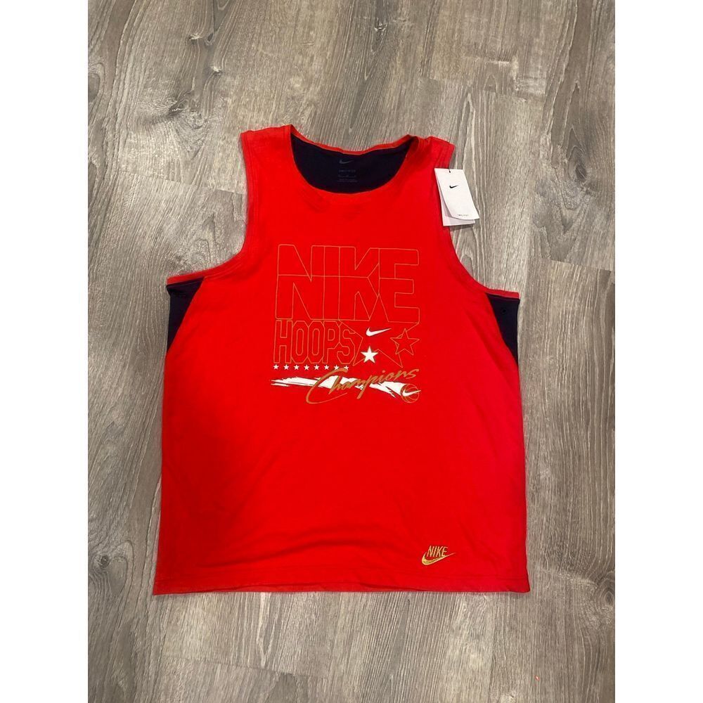 MEN'S M Nike Hoops Basketball Tank Top Red Dri-FIT Sleeveless Athletic Shirt